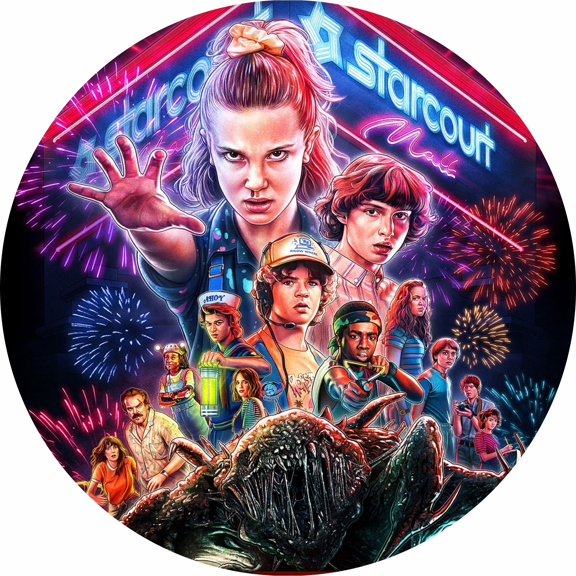 Painel Tecido Redondo Stranger Things